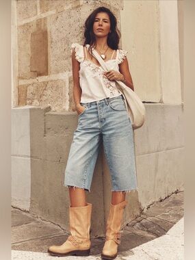 NWT free people we the free jam session low rise capri jeans - DARK WASH